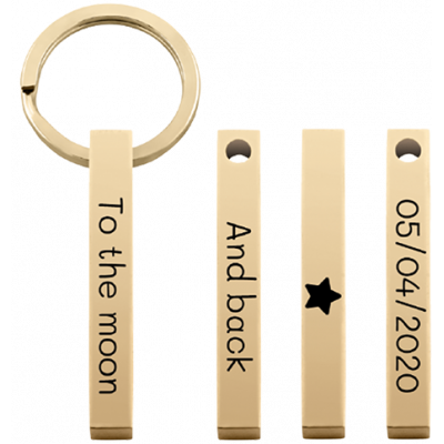 3D Rectangular Bar Engraved Keyring