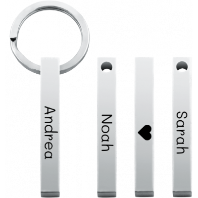 3D Rectangular Bar Engraved Keyring