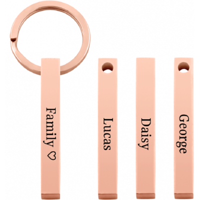 3D Rectangular Bar Engraved Keyring