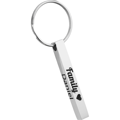 3D Rectangular Bar Engraved Keyring