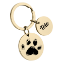 Personalized 2 Circles with Paw and Text Engraved Keyring