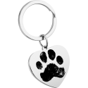Personalized Heart and Text Engraved Keyring with Paw