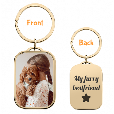 Personalized Luxury Rectangle Keyring with Dog...