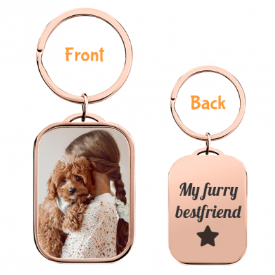 Personalized Luxury Rectangle Keyring with Dog...