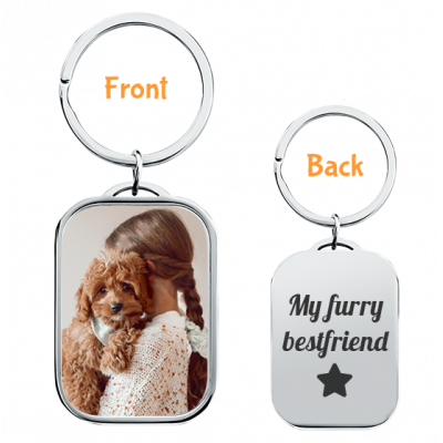 Personalized Luxury Rectangle Keyring with Dog...