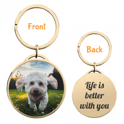 Personalized Luxury Circle Keyring with Dog or...