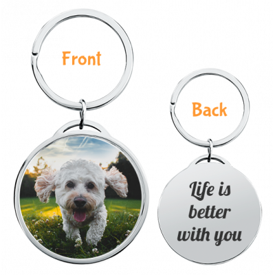 Personalized Luxury Circle Keyring with Dog or...