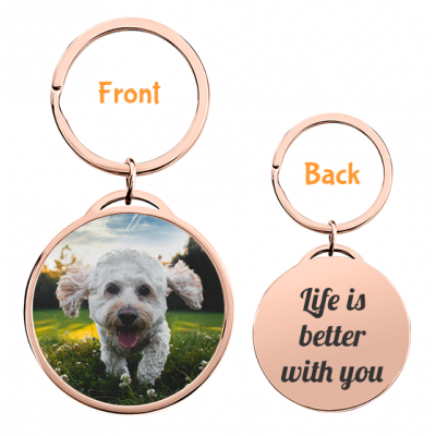 Personalized Luxury Circle Keyring with Dog or...