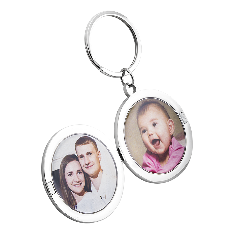Personalized Luxury Circle Photo Locket Keyring