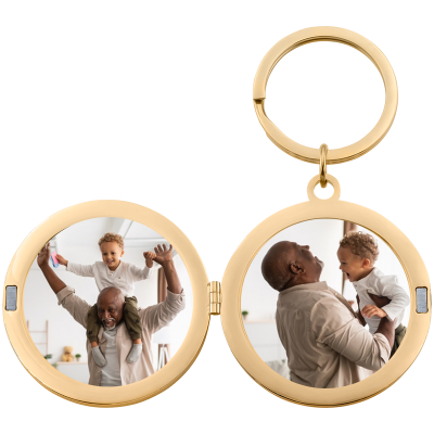 Personalized Luxury Circle Photo Locket Keyring