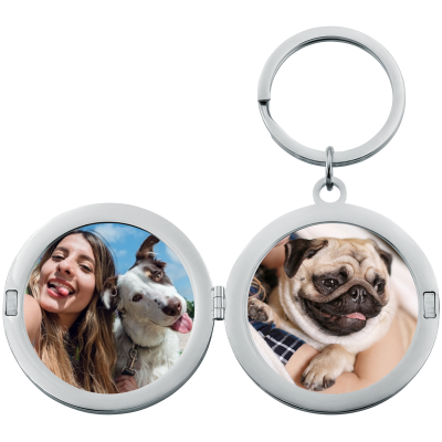 Personalized Luxury Circle Photo Locket Keyring