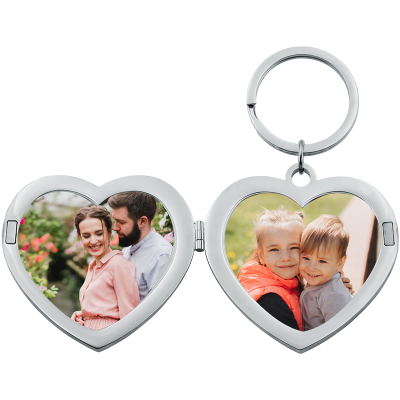 Personalized Luxury Heart Photo Locket Keyring