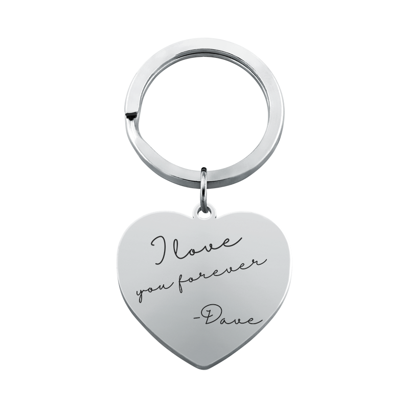 Personalized Handwriting to Engraving Heart Keychain
