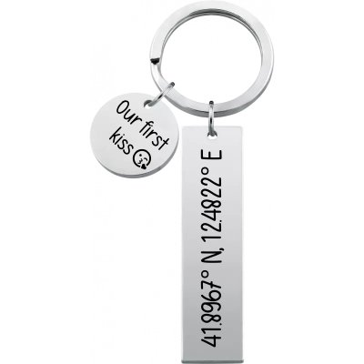 Personalized Keyring with Engraved Coordinates