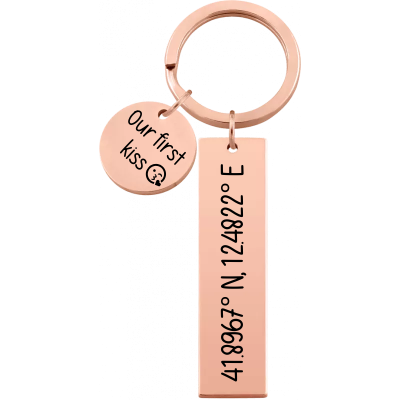 Personalized Keyring with Engraved Coordinates