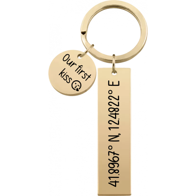 Personalized Keyring with Engraved Coordinates