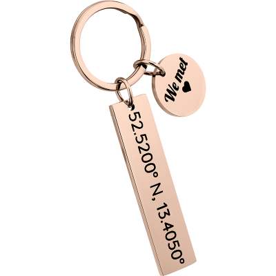 Personalized Keyring with Engraved Coordinates