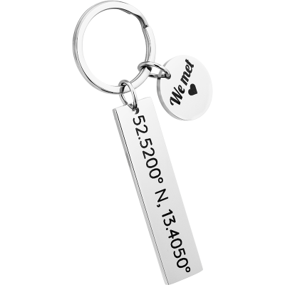Personalized Keyring with Engraved Coordinates
