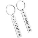 2 Personalized Keyrings with Engraved Coordinates