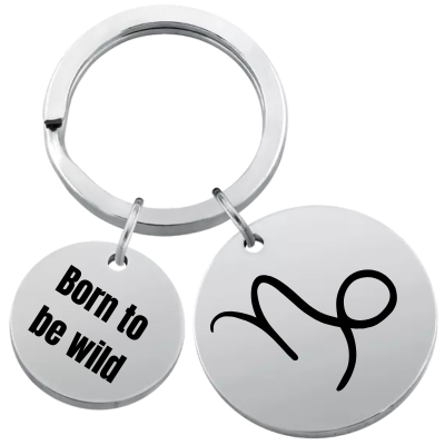 Personalized Circle Keyring with Zodiac Sign Personalized Circle Keyring with Zodiac Sign