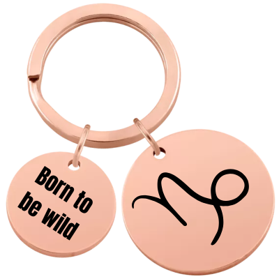 Personalized Circle Keyring with Zodiac Sign Personalized Circle Keyring with Zodiac Sign
