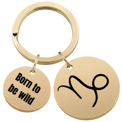 Personalized Circle Keyring with Zodiac Sign Personalized Circle Keyring with Zodiac Sign