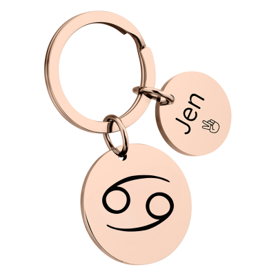 Personalized Circle Keyring with Zodiac Sign Personalized Circle Keyring with Zodiac Sign