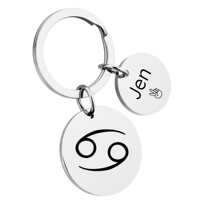 Personalized Circle Keyring with Zodiac Sign Personalized Circle Keyring with Zodiac Sign