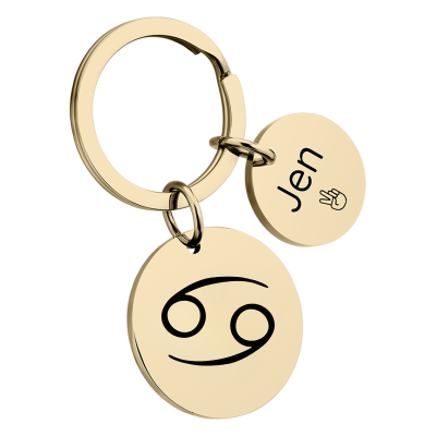 Personalized Circle Keyring with Zodiac Sign Personalized Circle Keyring with Zodiac Sign