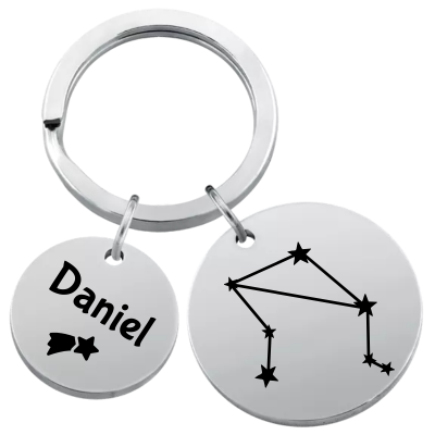 Personalized Circle Keyring with Constellation