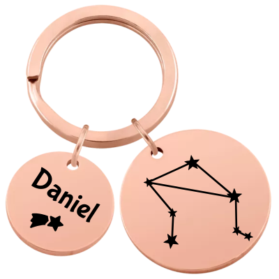 Personalized Circle Keyring with Constellation