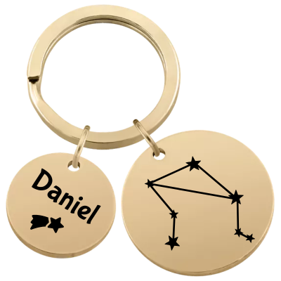 Personalized Circle Keyring with Constellation