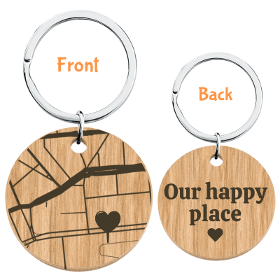Personalized Geo-map Wooden Keyring