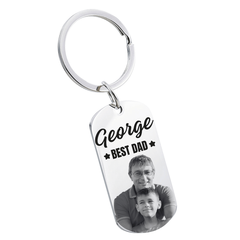 Personalized Photo Engraved Keyring - Best Dad