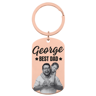 Personalized Photo Engraved Keyring - Best Dad