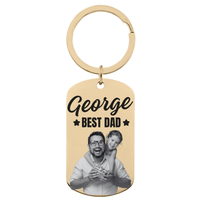 Personalized Photo Engraved Keyring - Best Dad