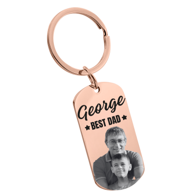 Personalized Photo Engraved Keyring - Best Dad