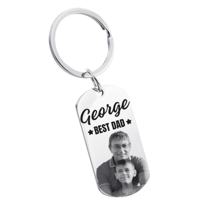 Personalized Photo Engraved Keyring - Best Dad