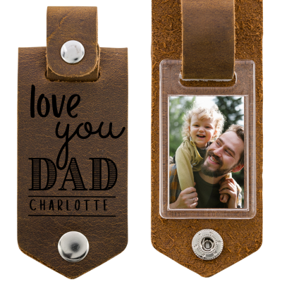 Engraved Leather Keyring for Dad with... Engraved Leather Keyring for Dad with...