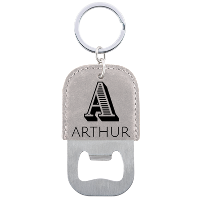 Personalized Leather Bottle Opener Keyring with...