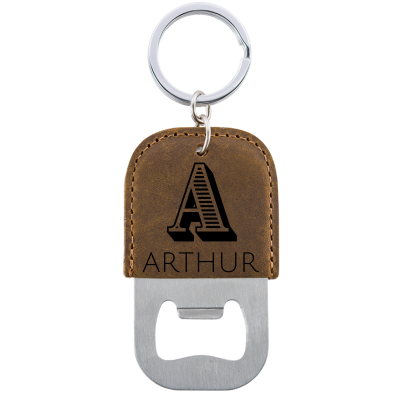 Personalized Leather Bottle Opener Keyring with...