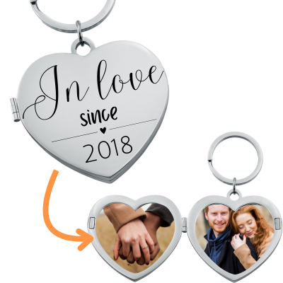 Personalized Couple's Locket Keyring with...