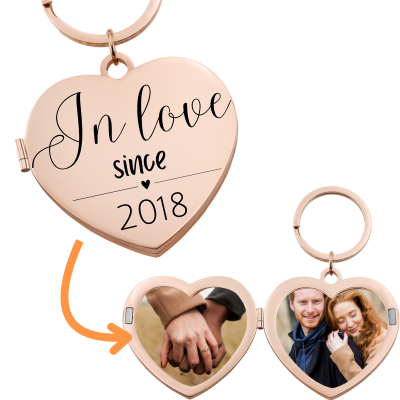 Personalized Couple's Locket Keyring with...