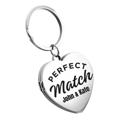 Personalized Couple’s Heart Locket Keyring -...