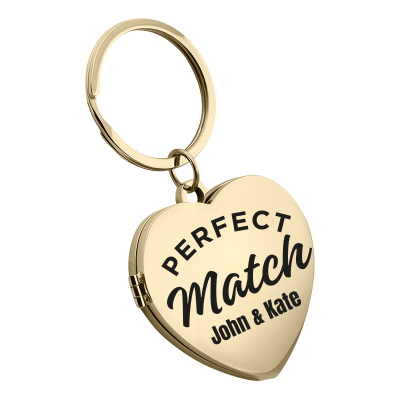 Personalized Couple’s Heart Locket Keyring -...