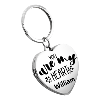 Engraved Locket Keyring with Photos for Couples...