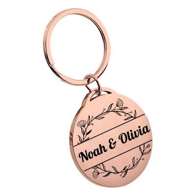 Personalized Floral Keyring with Photos and... Personalized Floral Keyring with Photos and...
