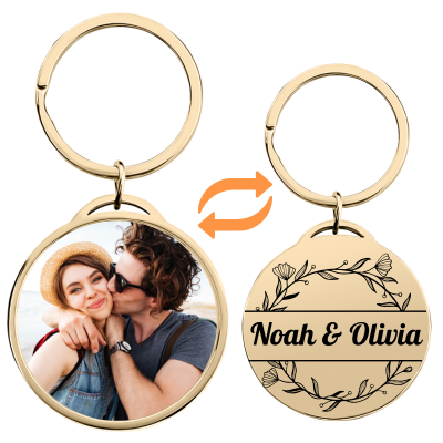 Personalized Floral Keyring with Photos and... Personalized Floral Keyring with Photos and...