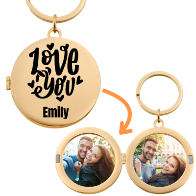 Personalized Couple's Locket Keyring with...