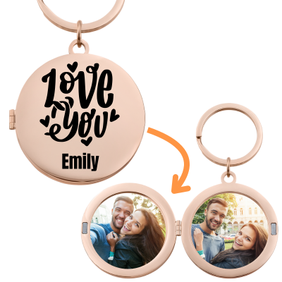 Personalized Couple's Locket Keyring with...